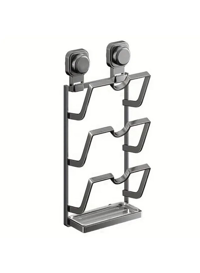 White 3 Layer Vertical Pot Lid Holder With Spoon Rest Heavy Duty Iron Construction - Image 3
